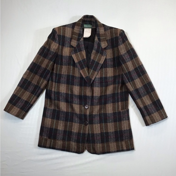 Vintage Harve Benard Womens Plaid Wool Blazer Size 10 Oversized 2 Button Jacket - Picture 3 of 16